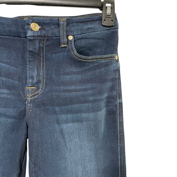 7 For All Mankind Women’s Flare Jeans Size 28 Dark Wash Embroidered Pockets - Picture 7 of 15